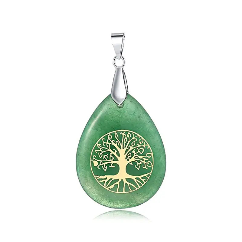 Tree of Life Pendant with Chain Natural Stone G...